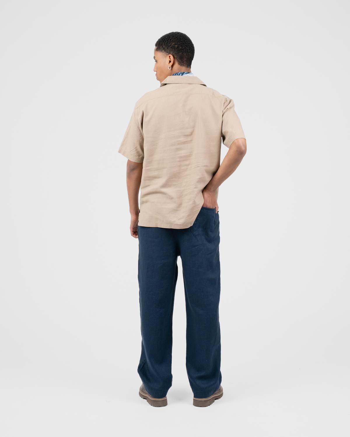 Baggy 100% hørbukser Navy | Skagen - clothing.dk